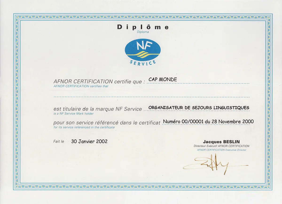 Diplôme Afnor